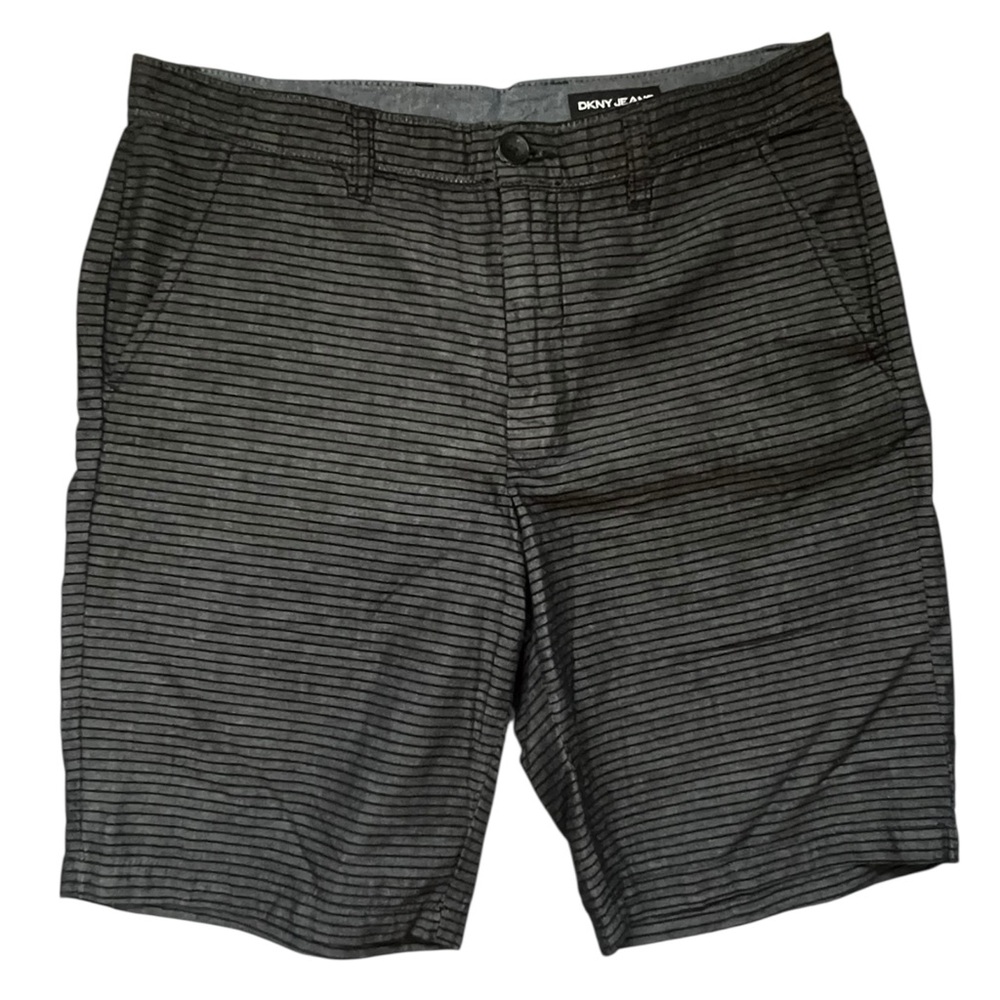 Dkny Men's Charcoal Striped 100% Cotton Shorts Nwt 36